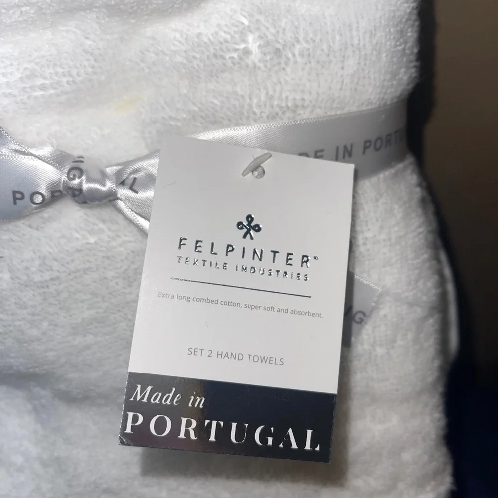 Felpinter X-Long Combed Cotton Soft Absorbent 2 Pack Hand Towels Made Portugal